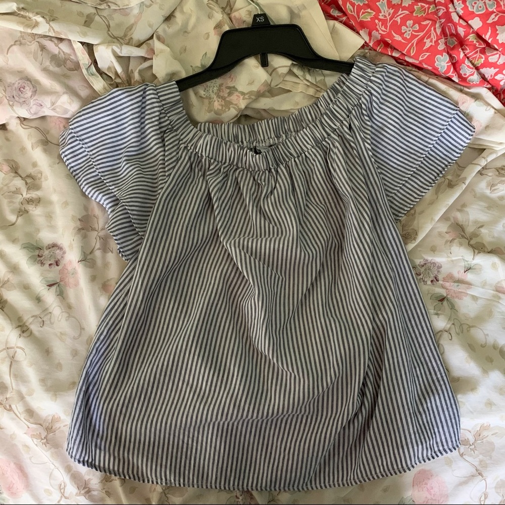 off the shoulder cute stripped shirt